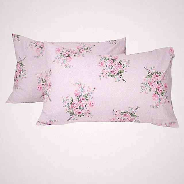 2 Pack Pink Floral Pillowcase Standard Size, 100% Cotton 600 Thread Count