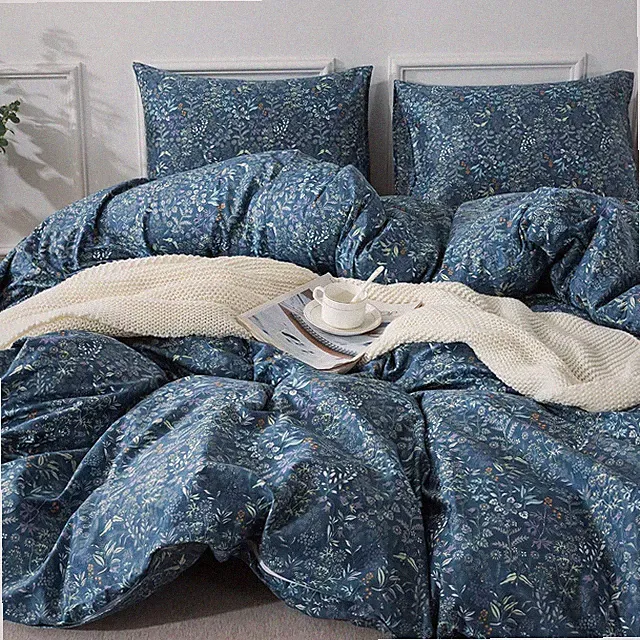 HoneiLife Duvet Cover Queen Size - 100% Cotton Comforter Cover Floral Duvet C...