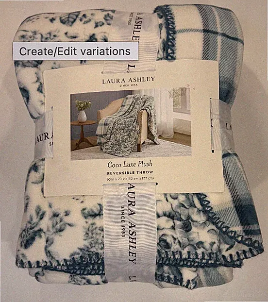 Laura Ashley Coco Luxe Plush Reversible throw blanket 60"x70" CHOOSE COLOR