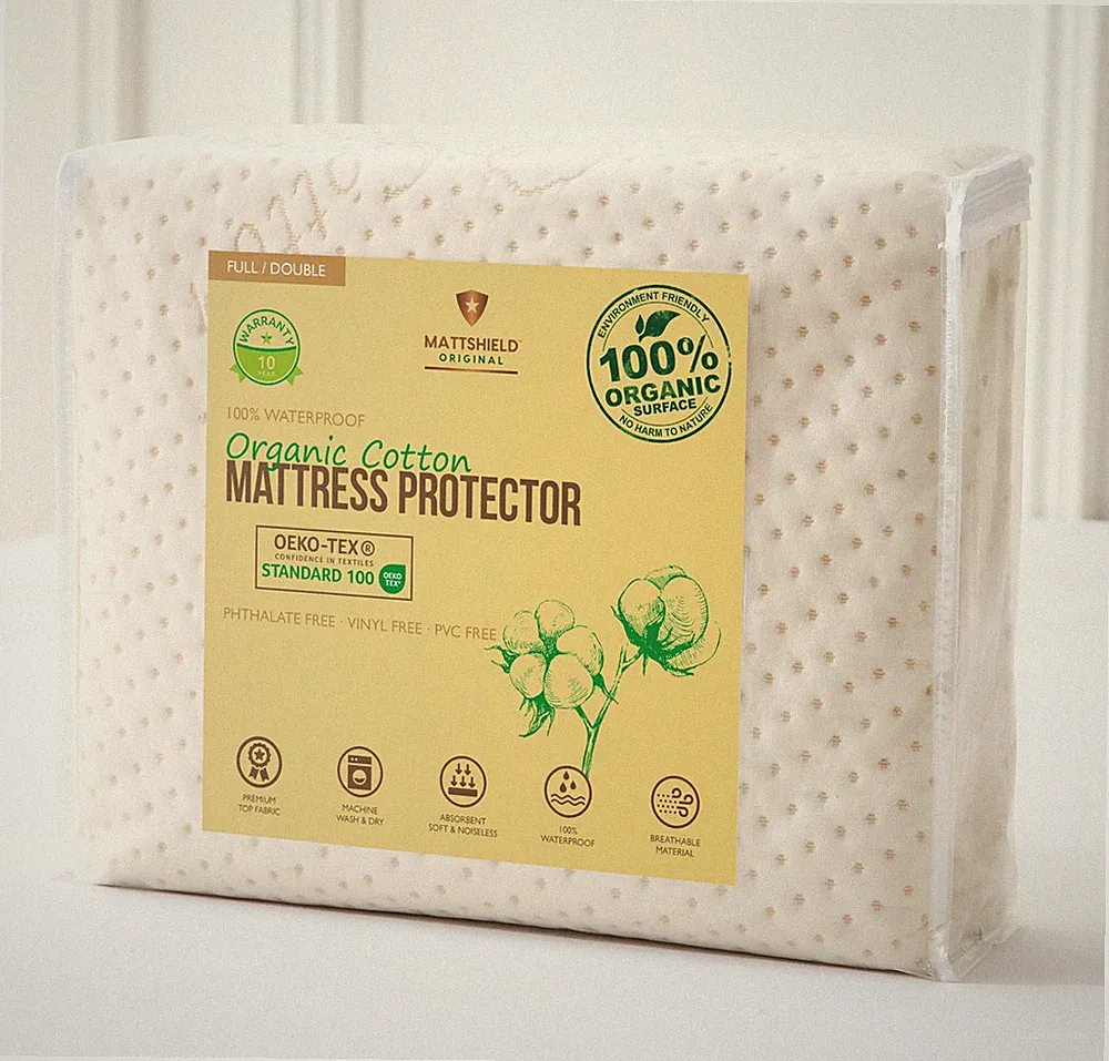 Luxury Waterproof Organic Mattress Protector Full Size - Organic Cotton
