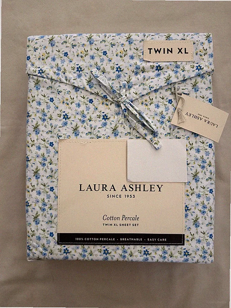 NEW 3pc Laura Ashley Twin XL Sheet Set Petite Floral EVIE Blue Yellow Green