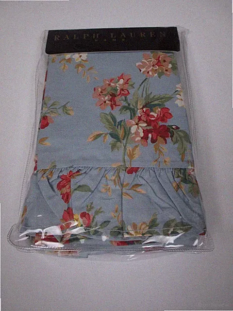 New Ralph Lauren YVETTE Floral Blue 2 Ruffled Standard Pillowcases