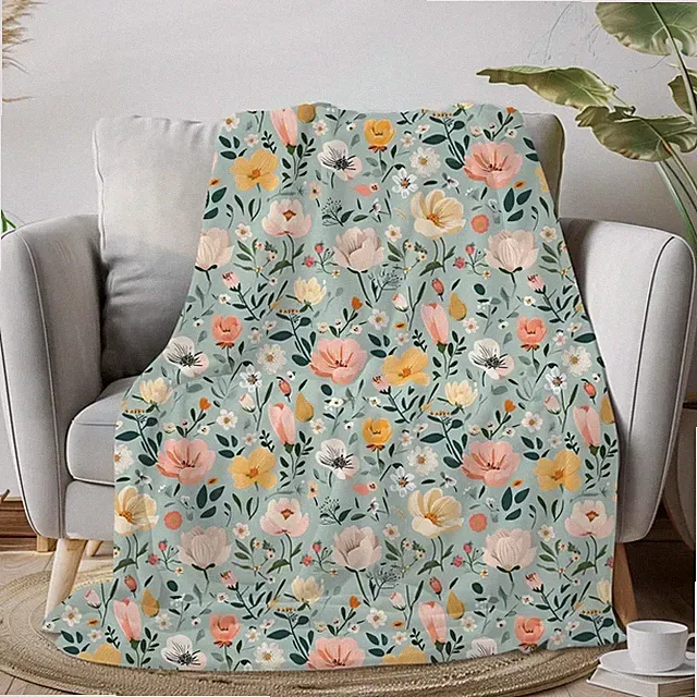 Pastel Wildflower Floral Throw Blanket Soft Spring Cottage Style