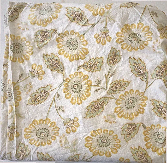 Pottery Barn Duvet Cover Yellow Flowers Floral Queen Organic Cotton Rare