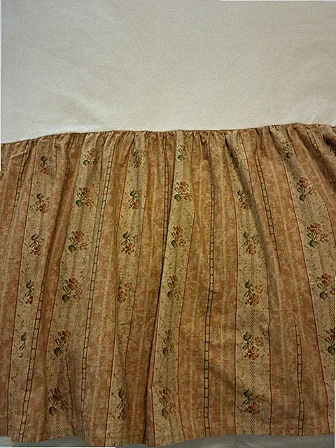 Ralph Lauren Bedskirt KING Floral Striped Trianon Cotton USA Vintage
