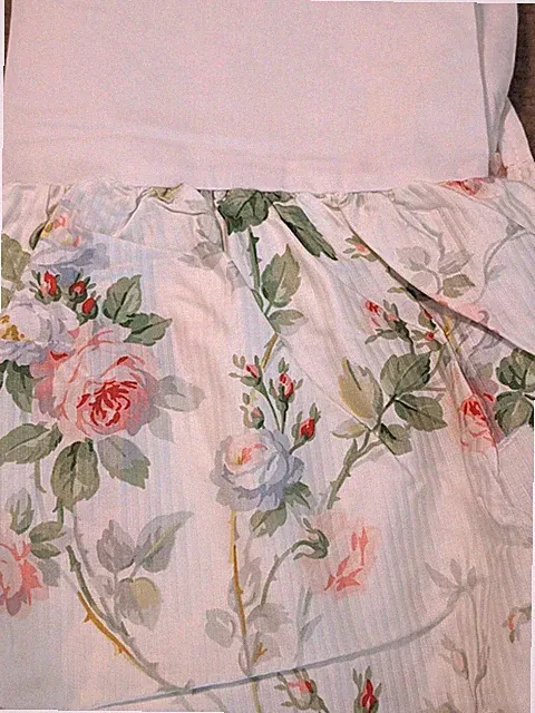 RALPH LAUREN Meadow Way Floral Rose Pink White Full Double Bed Skirt