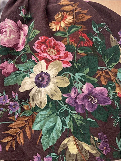 Ralph Lauren Vintage BRITTANY Burgundy Floral Plum Queen Bed skirt Rn#16947