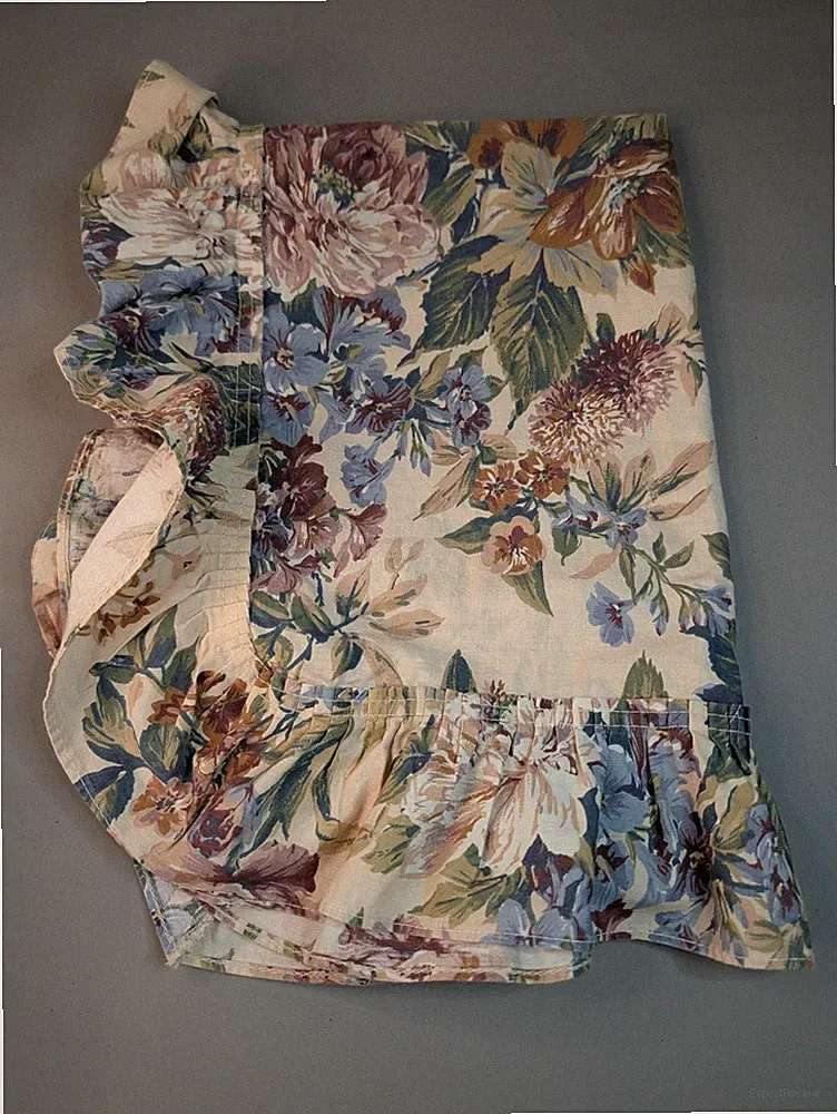 Ruffled Pillow Shams Standard Ivory Blue Floral Cottage Country Farmhouse