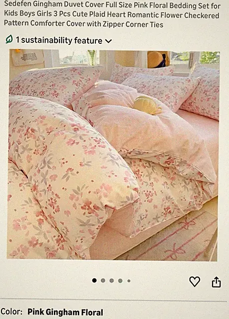 Sedefen Full Pink White Floral Duvet Cover Set