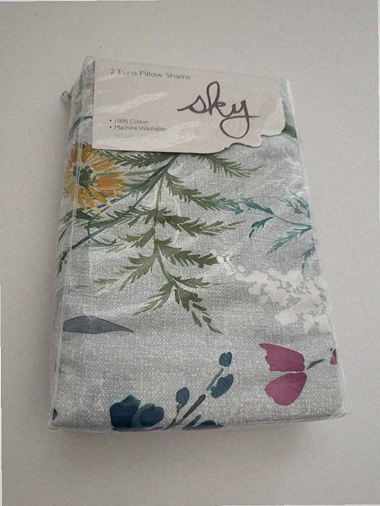 Sky 2 Euro Pillow Shams Spring Posies 100% Cotton