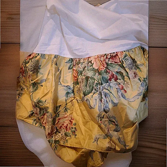 Vintage Ralph Lauren Evelyn Yellow Floral Full Bedskirt Dust Ruffle
