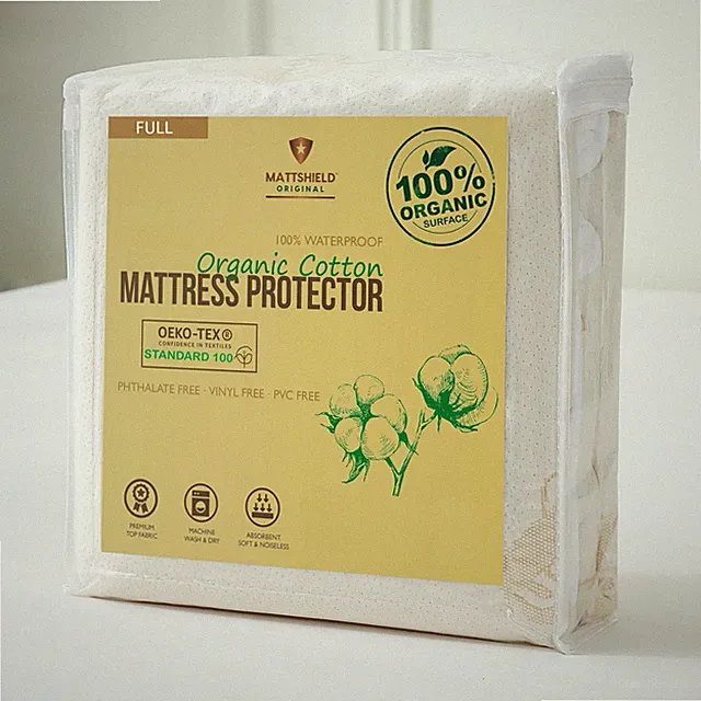 Waterproof Organic Mattress Protector Full - Organic Cotton Breathable Mattre...