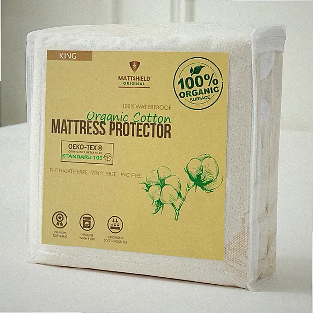 Waterproof Organic Mattress Protector King - Organic Cotton Hypoallergenic Br...