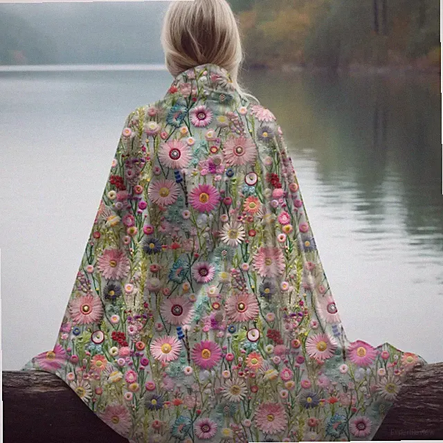 Wildflowers Spring Blanket Pastel Muted Floral Throw Cozy Soft Gift